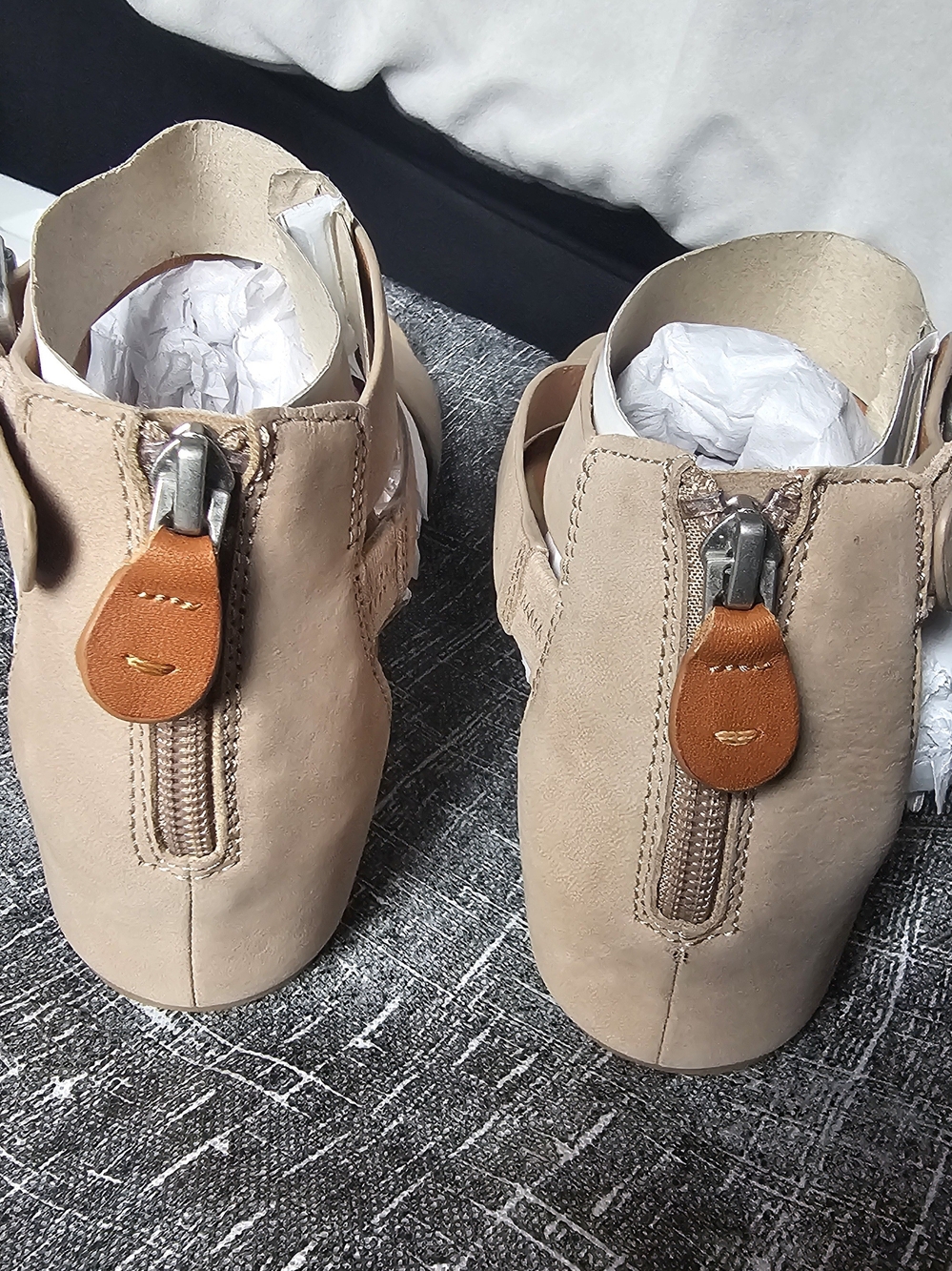 Women's Sandals with Crisscross Ankle-Strap in Taupe by Gentle Souls - Picture 8 of 9